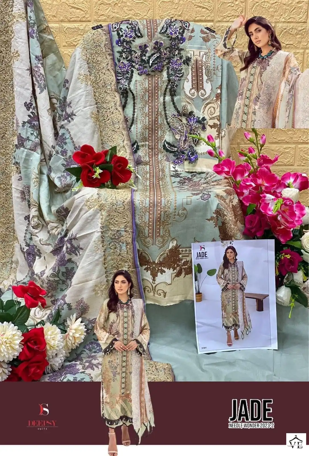 Jade Needle Wonder Pure Cotton Wholesale Pakistani Suit — Wholesale Salwar Suits, MPA wholesale from Surat — view 2