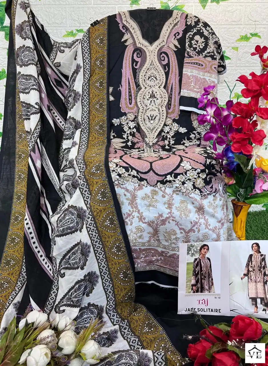 VE Jade Solitaire Pure Cotton Wholesale Pakistani Suit Catalog — Wholesale Salwar Suits, MPA wholesale from Surat - Gallery Image 4