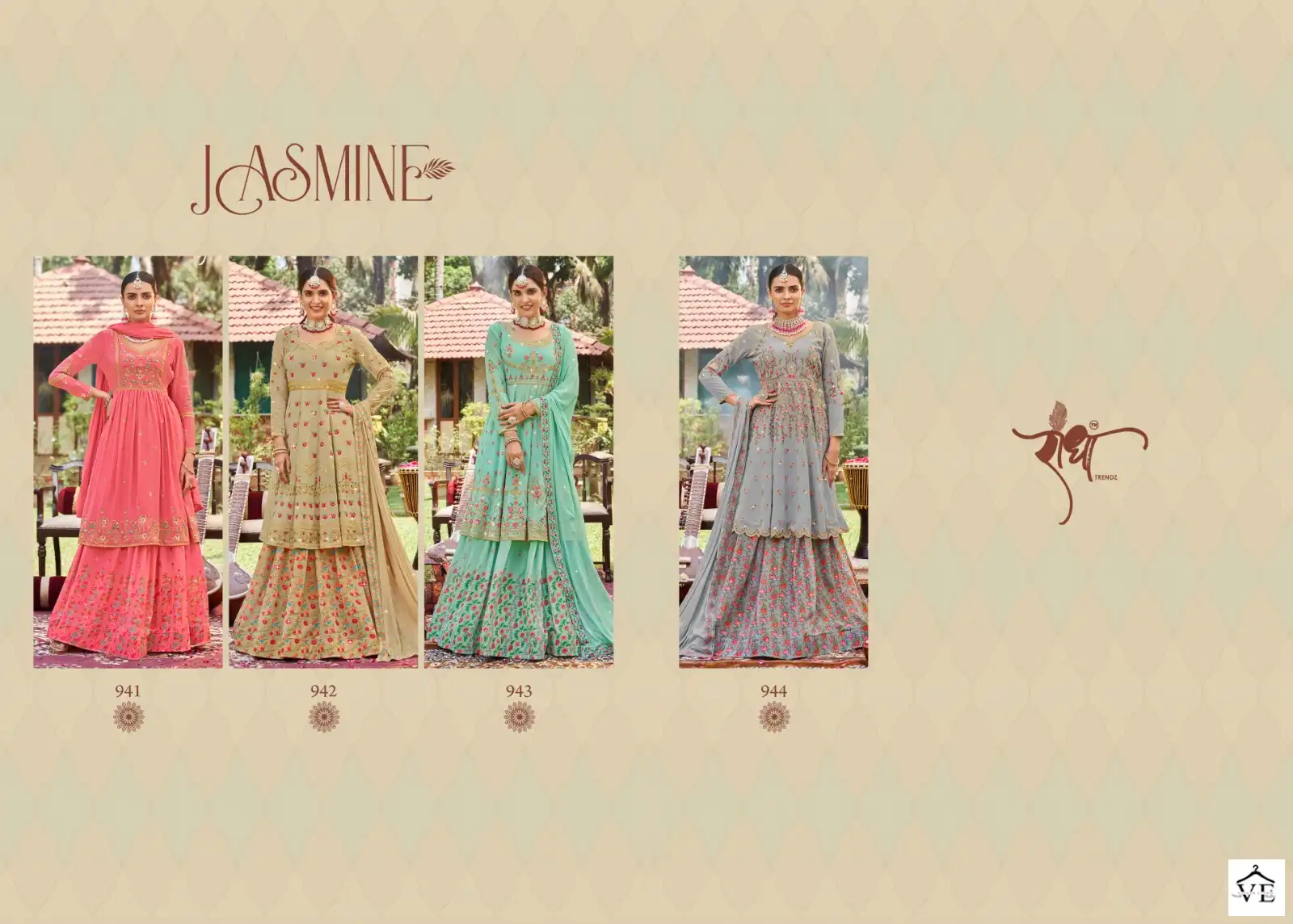 Radha Jasmine Faux Gorgette Wholesale Designer Suits Catalog — Wholesale Salwar Suits, MPA wholesale from Surat — view 5