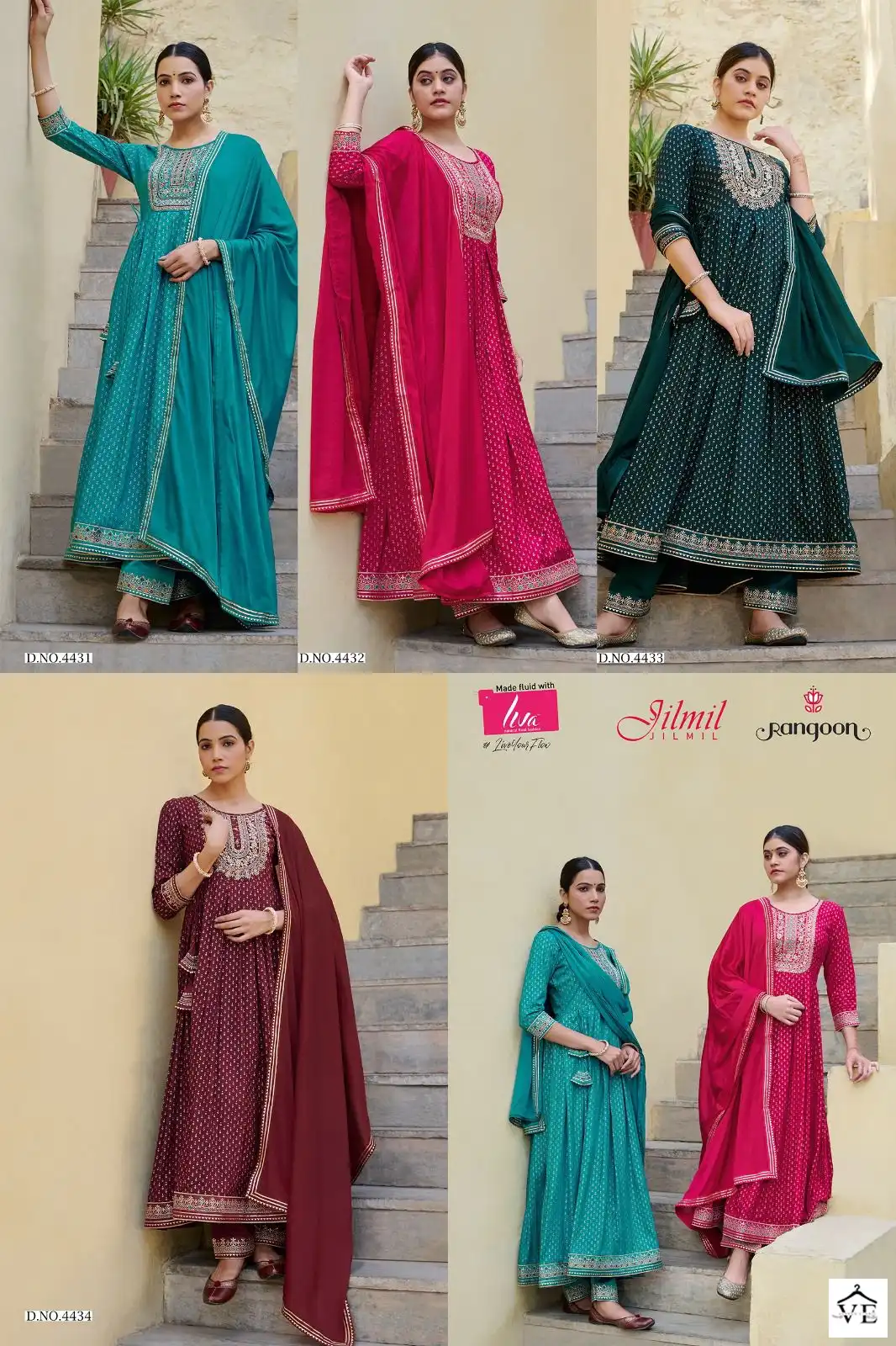 Rangoon Jilmil Rayon Wholesale Readymade Suits Catalog — Wholesale Salwar Suits, MPA wholesale from Surat — view 5