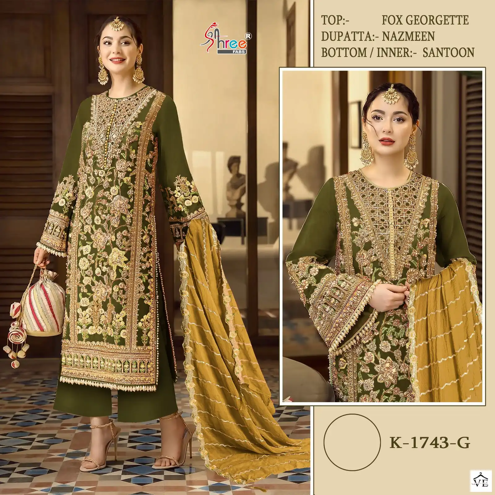 Shree Fabs K 1743 Georgette Wholesale Designer Pakistani Salwar Suit Catalog — Wholesale Salwar Suits, MPA wholesale from Surat — view 3