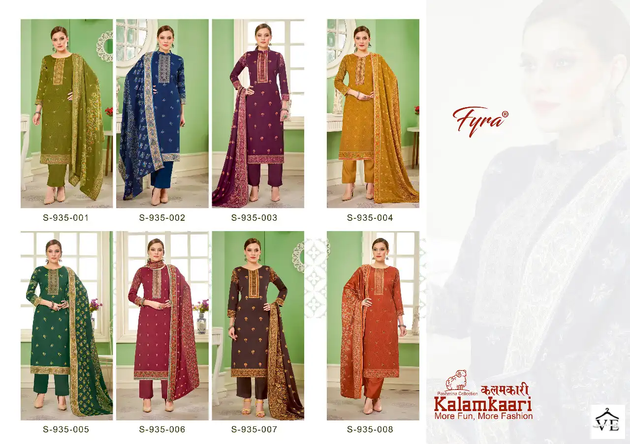 Fyra Kalamkaari Pure Spun Pashmina Wholesale Winter Wear Salwar Suit Catalog — Wholesale Salwar Suits, MPA wholesale from Surat — view 9