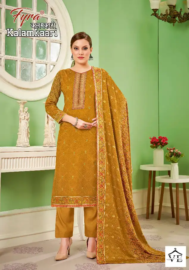 Fyra Kalamkaari Pure Spun Pashmina Wholesale Winter Wear Salwar Suit Catalog — Wholesale Salwar Suits, MPA wholesale from Surat - Gallery Image 7