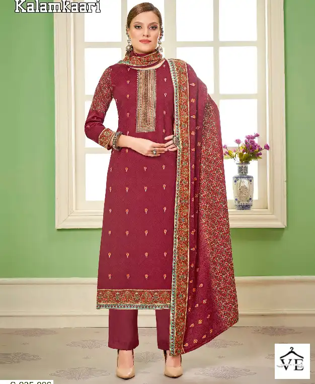 Fyra Kalamkaari Pure Spun Pashmina Wholesale Winter Wear Salwar Suit Catalog — Wholesale Salwar Suits, MPA wholesale from Surat — view 1