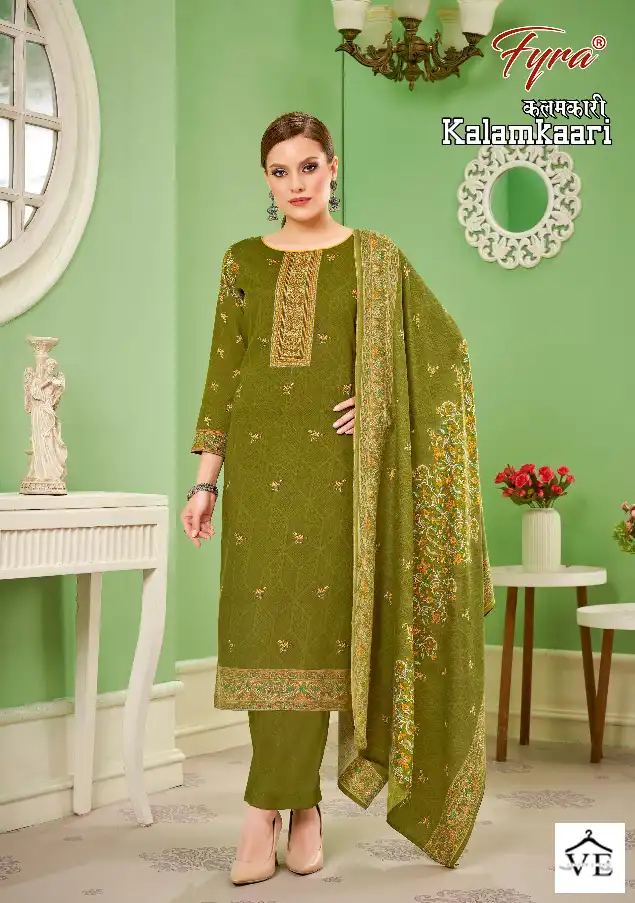 Fyra Kalamkaari Pure Spun Pashmina Wholesale Winter Wear Salwar Suit Catalog — Wholesale Salwar Suits, MPA wholesale from Surat - Gallery Image 4