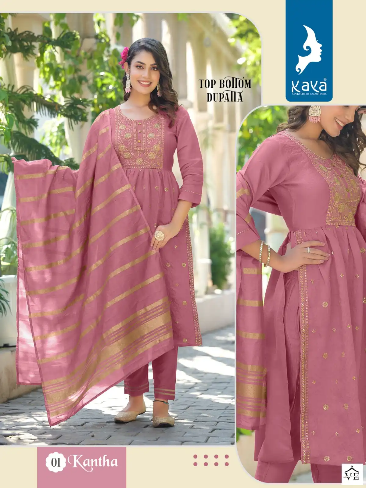 Kaya Kantha Pure Viscose Silk Wholesale Readymade Salwar Suit Catalog — Wholesale Salwar Suits, MPA wholesale from Surat - Gallery Image 2