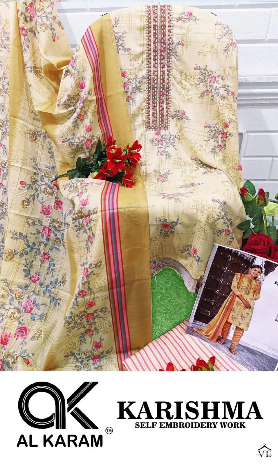 Al Karam Karishma Lawn Cotton Wholesale Pakistani Salwar Suit Catalog — Wholesale Salwar Suits, Alkaram wholesale from Surat - Gallery Image 5