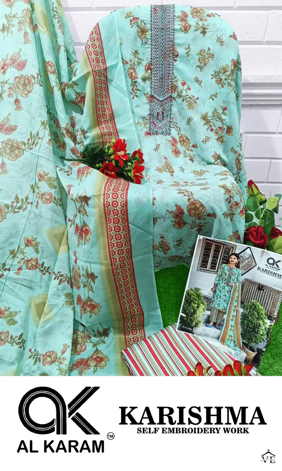 Al Karam Karishma Lawn Cotton Wholesale Pakistani Salwar Suit Catalog — Wholesale Salwar Suits, Alkaram wholesale from Surat - Gallery Image 7