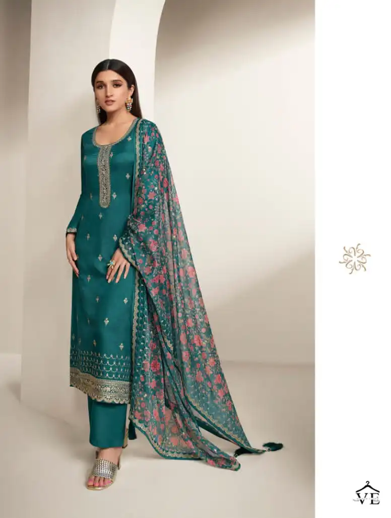 Vinay Kaseesh - Aashna-2 Dola Silk Wholesale Designer Suits Catalog — Wholesale Salwar Suits, MPA wholesale from Surat - Gallery Image 4