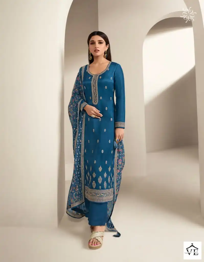 Vinay Kaseesh - Aashna-2 Dola Silk Wholesale Designer Suits Catalog — Wholesale Salwar Suits, MPA wholesale from Surat - Gallery Image 7