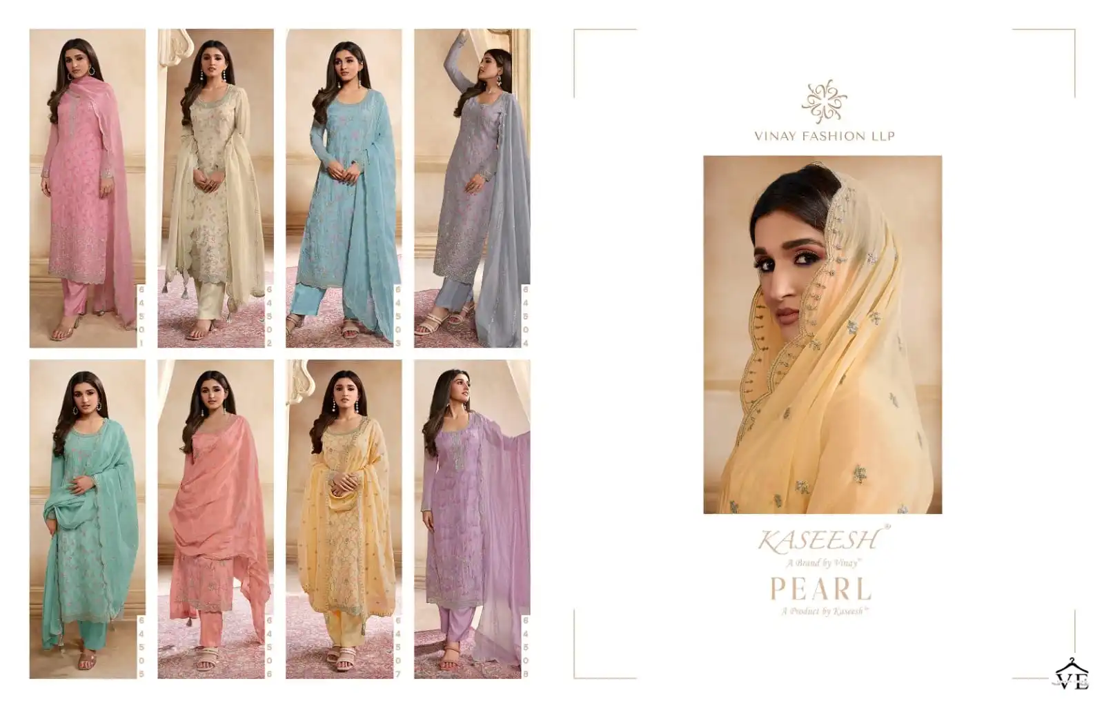 Vinay Kaseesh-Pearl Organza Wholesale Designer Suit Catalog — Wholesale Salwar Suits, MPA wholesale from Surat — view 9