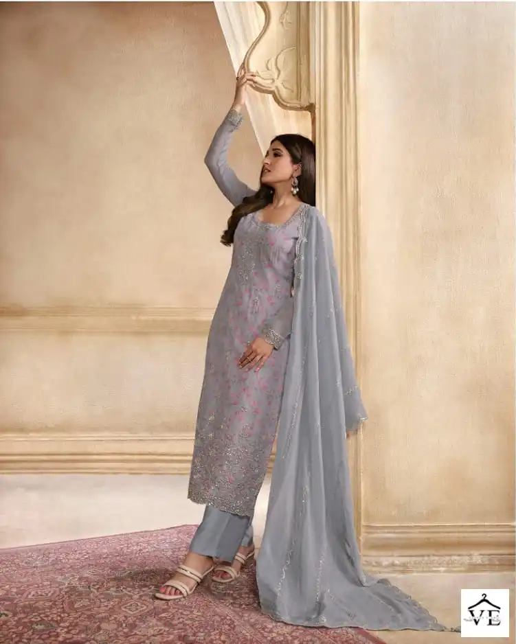 Vinay Kaseesh-Pearl Organza Wholesale Designer Suit Catalog — Wholesale Salwar Suits, MPA wholesale from Surat - Gallery Image 8