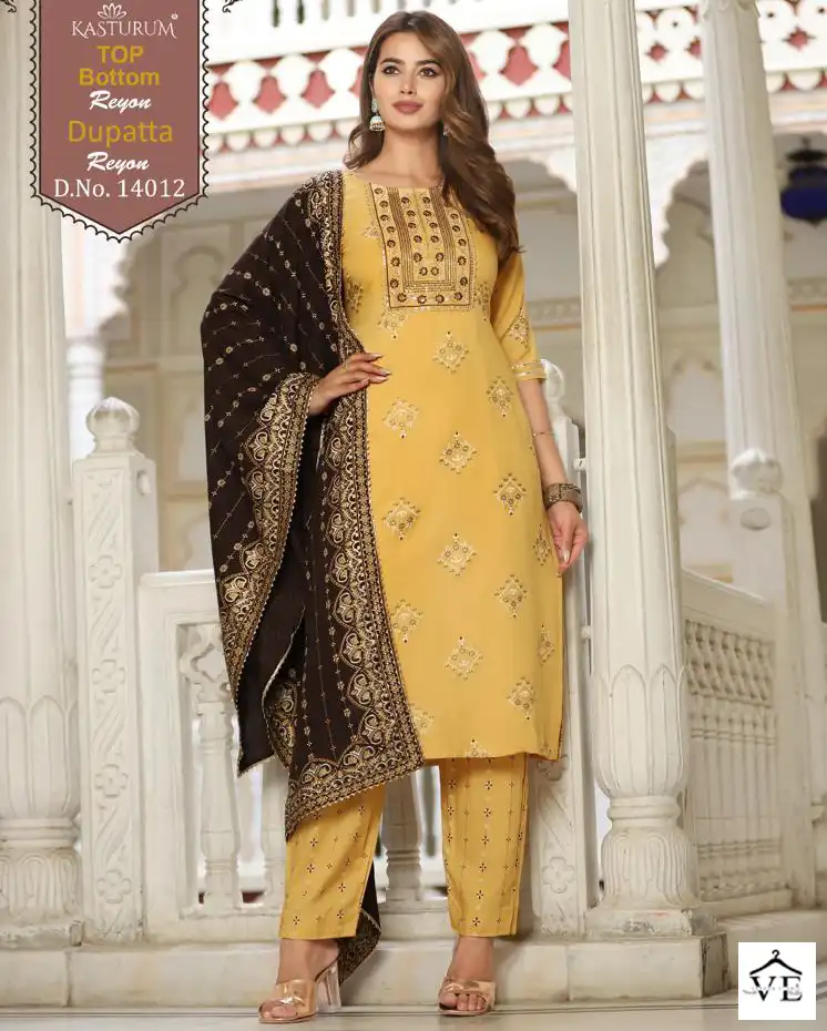 Kasturum Size Set Rayon Wholesale Readymade Suits Catalog — Wholesale Salwar Suits, MPA wholesale from Surat — view 1