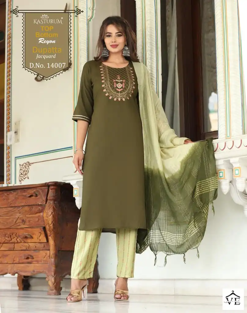 Kasturum Size Set Rayon Wholesale Readymade Suits Catalog — Wholesale Salwar Suits, MPA wholesale from Surat - Gallery Image 6