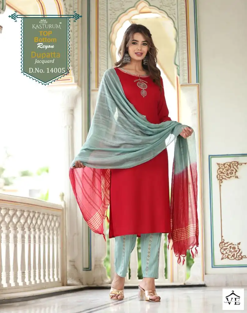 Kasturum Size Set Rayon Wholesale Readymade Suits Catalog — Wholesale Salwar Suits, MPA wholesale from Surat - Gallery Image 4