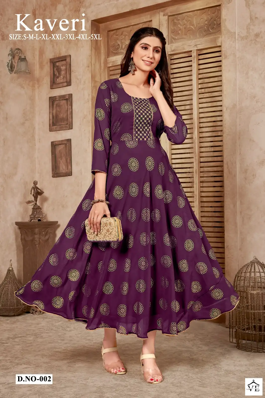 Vardan Ethnic Kaveri Pure Georgette Wholesale Long Gowns Catalog — Wholesale Kurtis, MPA wholesale from Surat - Gallery Image 3