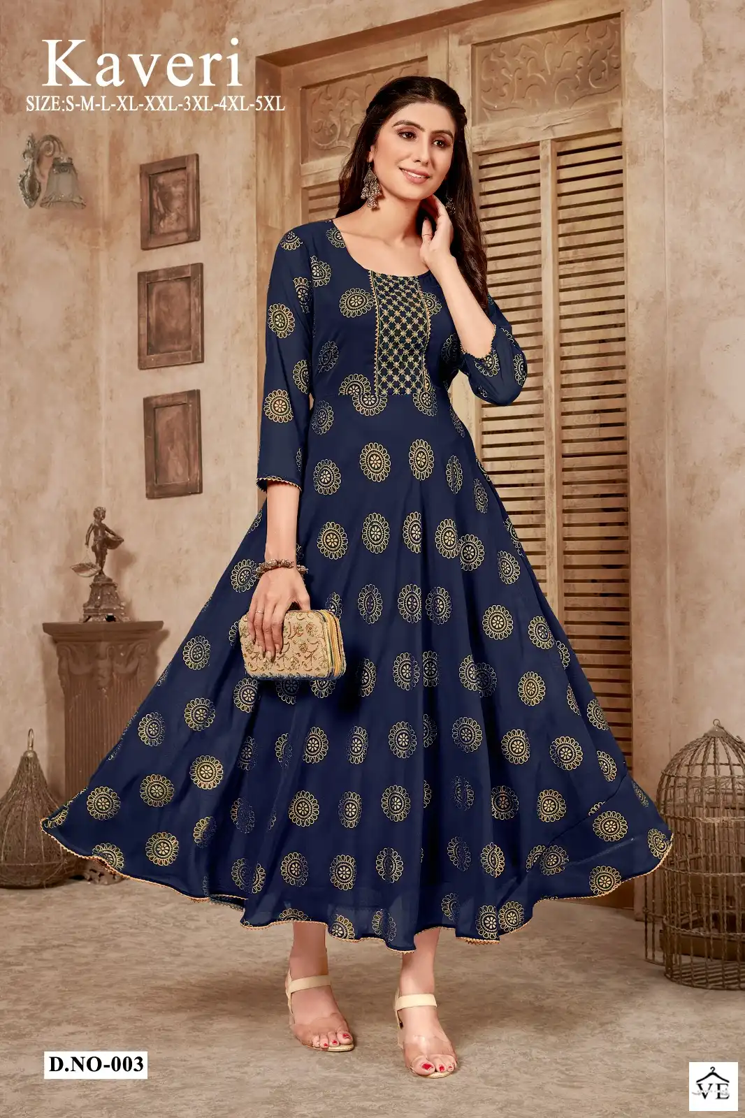 Vardan Ethnic Kaveri Pure Georgette Wholesale Long Gowns Catalog — Wholesale Kurtis, MPA wholesale from Surat - Gallery Image 4