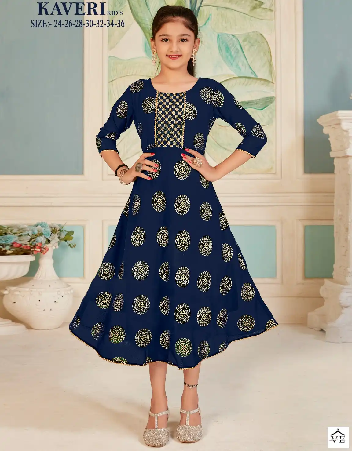 Mf Kaveri Kids Georgette Wholesale Fancy Children Wear Gown Style Kurtis Catalog — Wholesale Kurtis, MPA wholesale from Surat — view 1