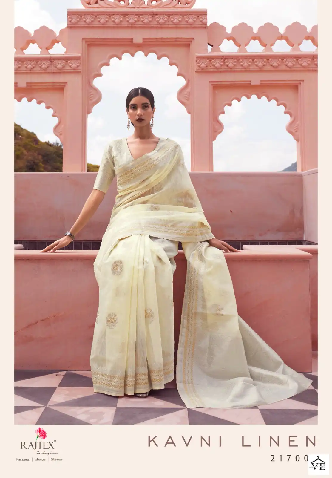Rajtex Kavni Linen Pure Linen Wholesale Saree Catalog - Image 3