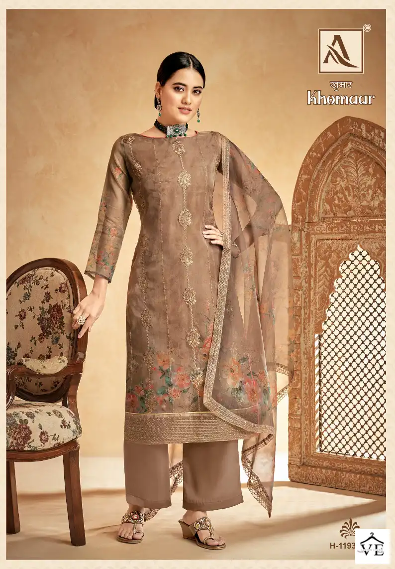 Alok Suits Khomaar Organza Wholesale Fancy Salwar Suit Catalog — Wholesale Salwar Suits, MPA wholesale from Surat - Gallery Image 3