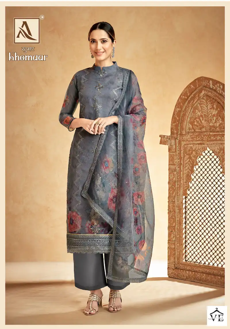 Alok Suits Khomaar Organza Wholesale Fancy Salwar Suit Catalog — Wholesale Salwar Suits, MPA wholesale from Surat - Gallery Image 6