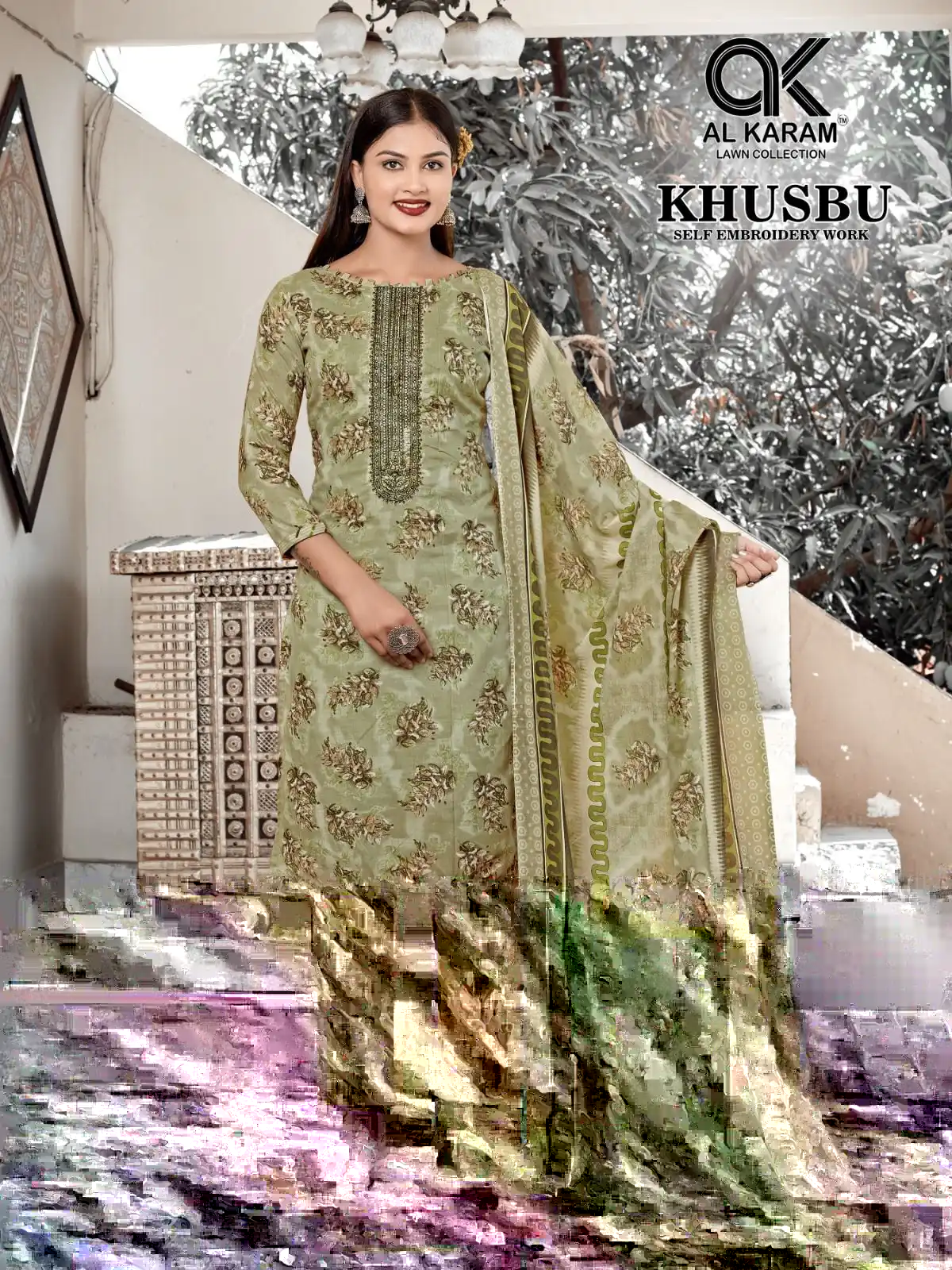 Al Karam Khusbu Lawn Cotton Wholesale Pakistani Salwar Suit Catalog — Wholesale Salwar Suits, Alkaram wholesale from Surat - Gallery Image 11