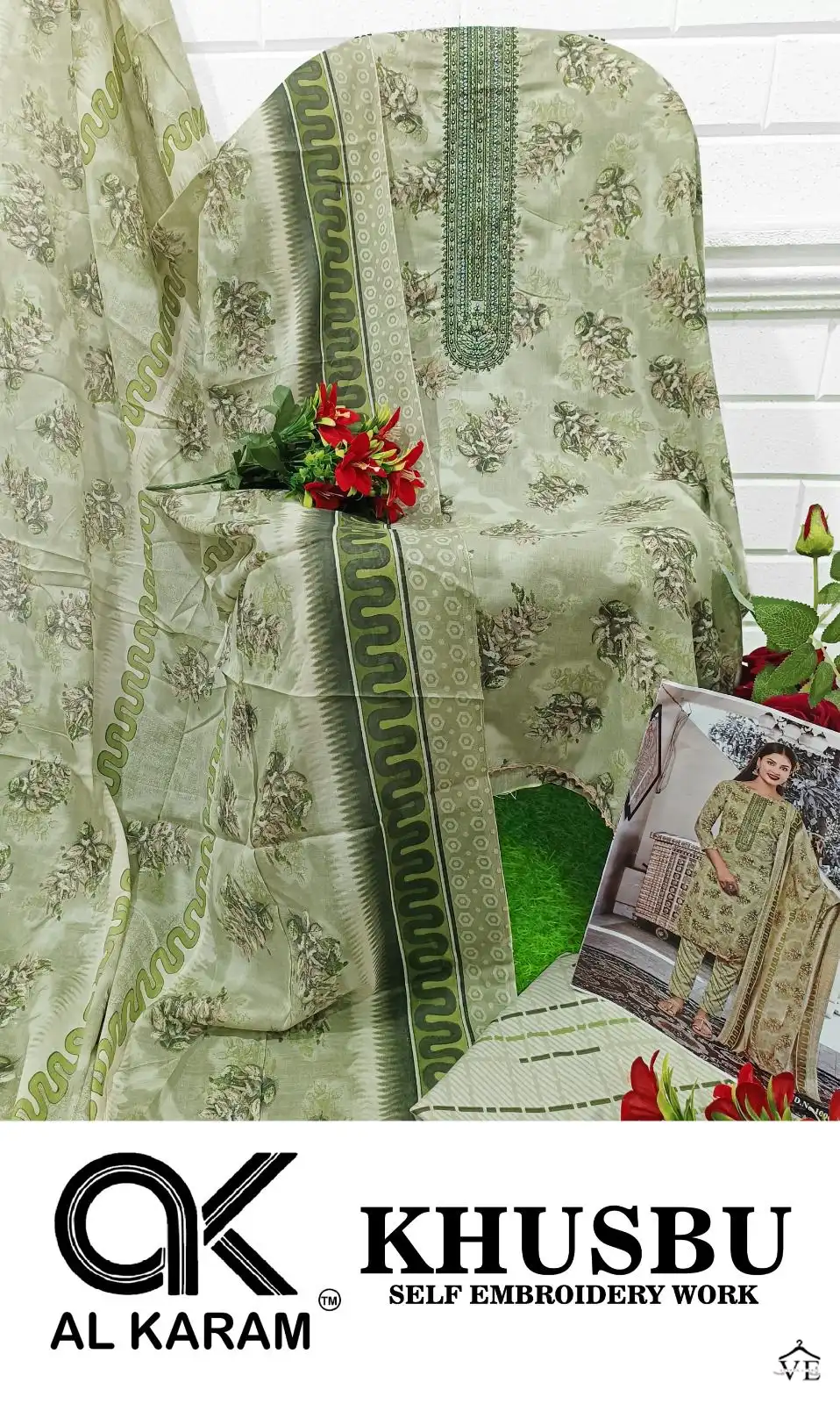 Al Karam Khusbu Lawn Cotton Wholesale Pakistani Salwar Suit Catalog — Wholesale Salwar Suits, Alkaram wholesale from Surat - Gallery Image 12