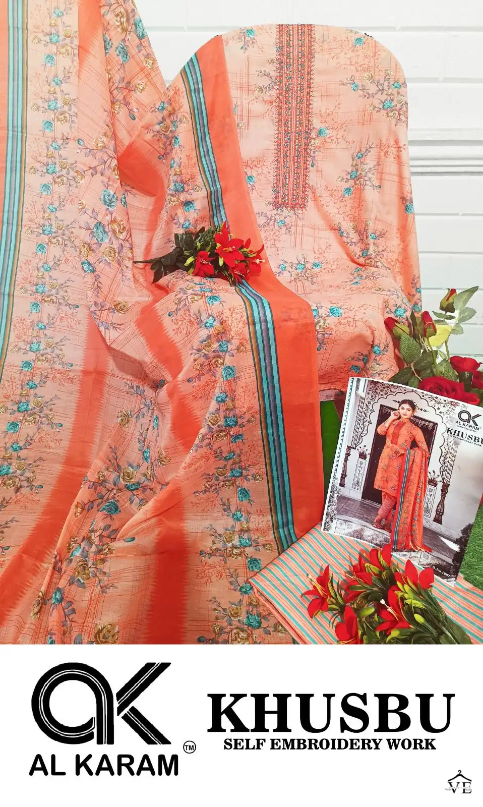Al Karam Khusbu Lawn Cotton Wholesale Pakistani Salwar Suit Catalog — Wholesale Salwar Suits, Alkaram wholesale from Surat - Gallery Image 14