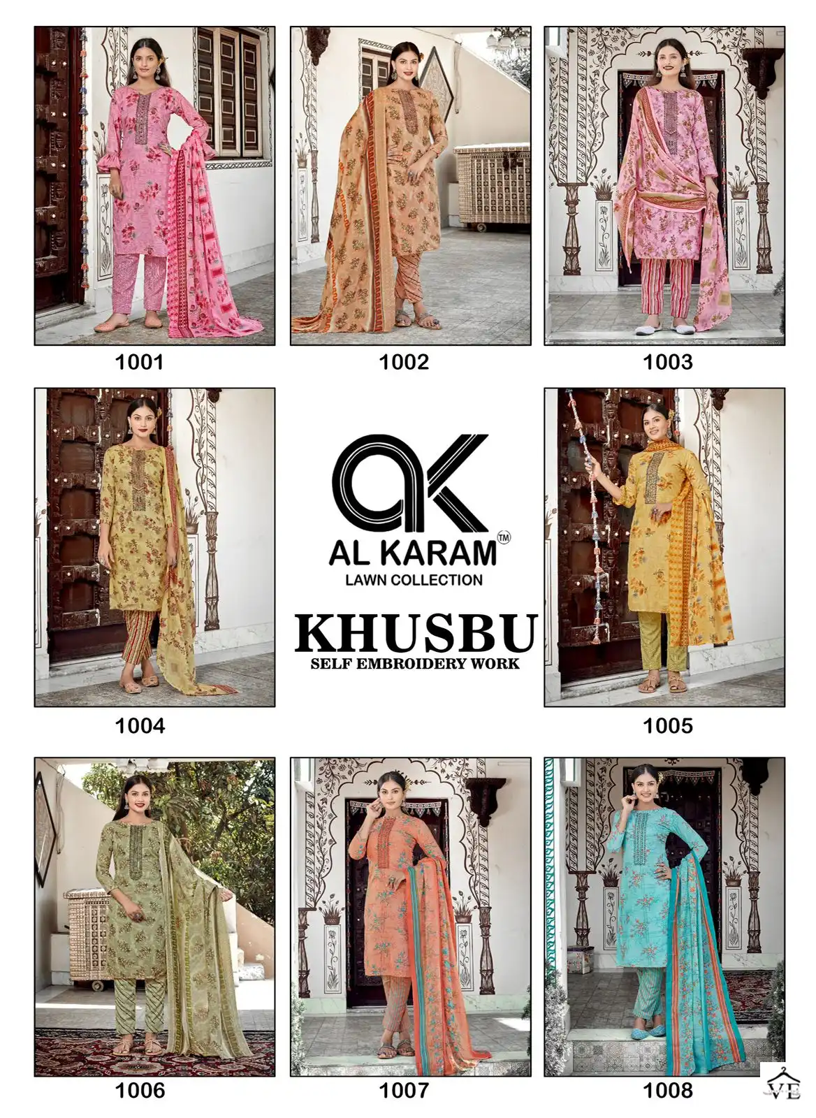 Al Karam Khusbu Lawn Cotton Wholesale Pakistani Salwar Suit Catalog — Wholesale Salwar Suits, Alkaram wholesale from Surat — view 17