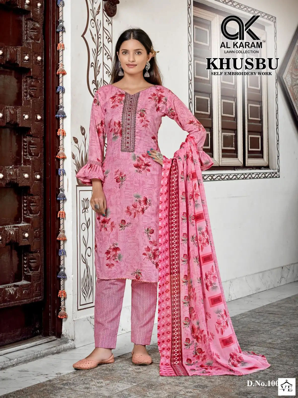Al Karam Khusbu Lawn Cotton Wholesale Pakistani Salwar Suit Catalog — Wholesale Salwar Suits, Alkaram wholesale from Surat - Gallery Image 2