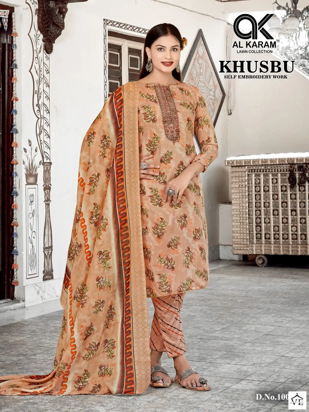 Al Karam Khusbu Lawn Cotton Wholesale Pakistani Salwar Suit Catalog — Wholesale Salwar Suits, Alkaram wholesale from Surat - Gallery Image 4