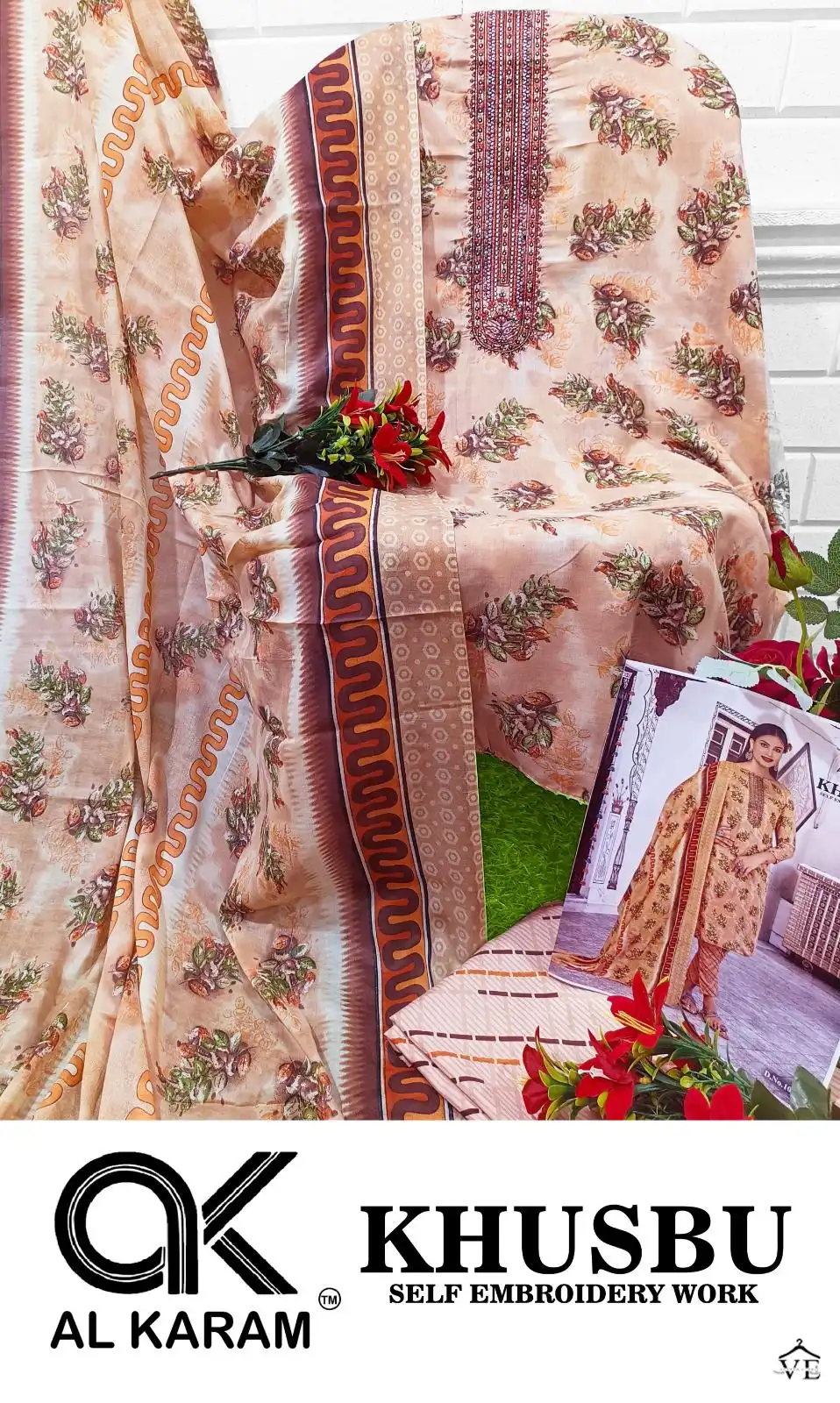 Al Karam Khusbu Lawn Cotton Wholesale Pakistani Salwar Suit Catalog — Wholesale Salwar Suits, Alkaram wholesale from Surat - Gallery Image 5