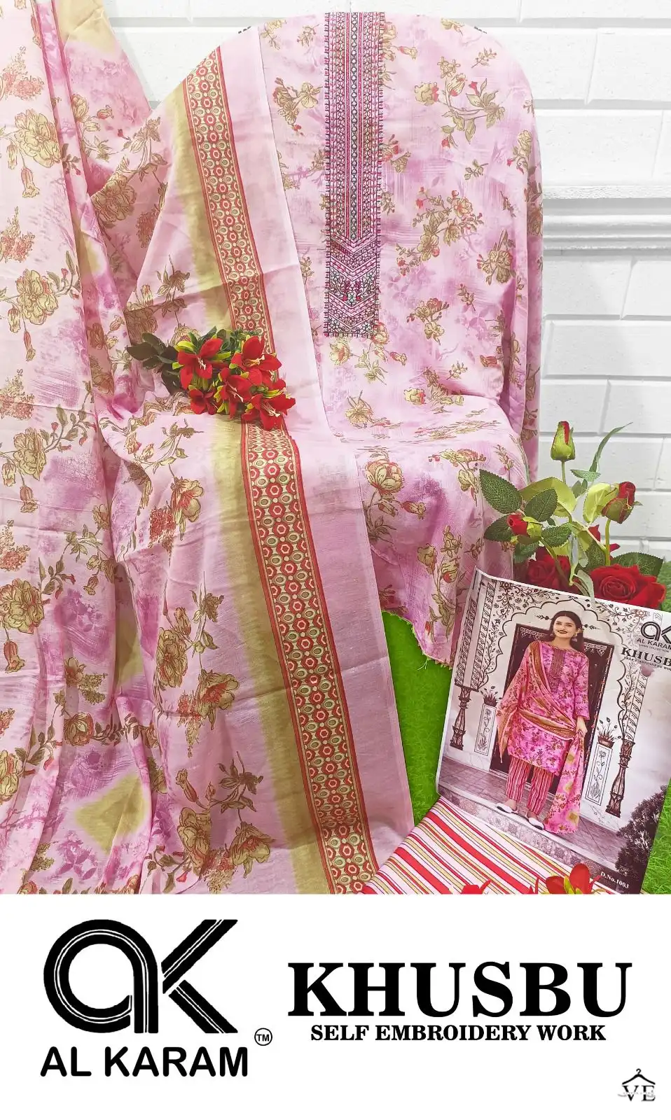 Al Karam Khusbu Lawn Cotton Wholesale Pakistani Salwar Suit Catalog — Wholesale Salwar Suits, Alkaram wholesale from Surat - Gallery Image 6