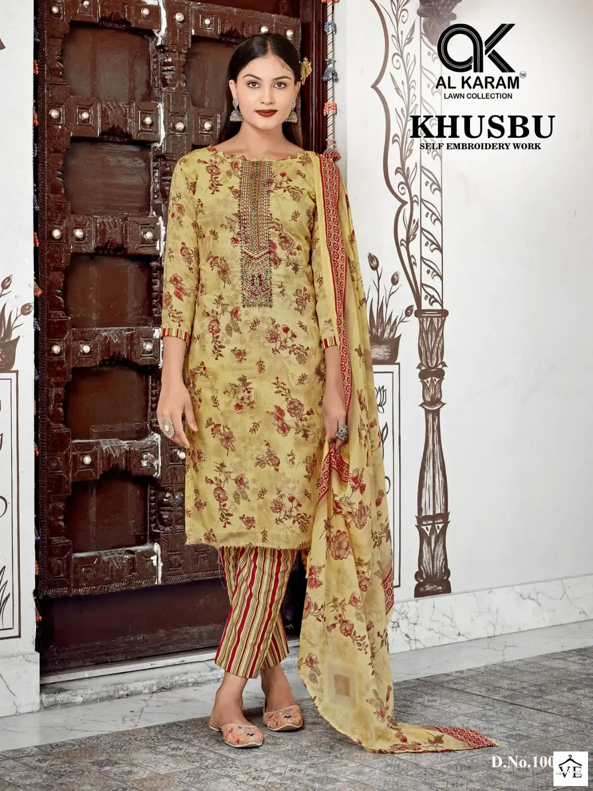 Al Karam Khusbu Lawn Cotton Wholesale Pakistani Salwar Suit Catalog — Wholesale Salwar Suits, Alkaram wholesale from Surat - Gallery Image 7