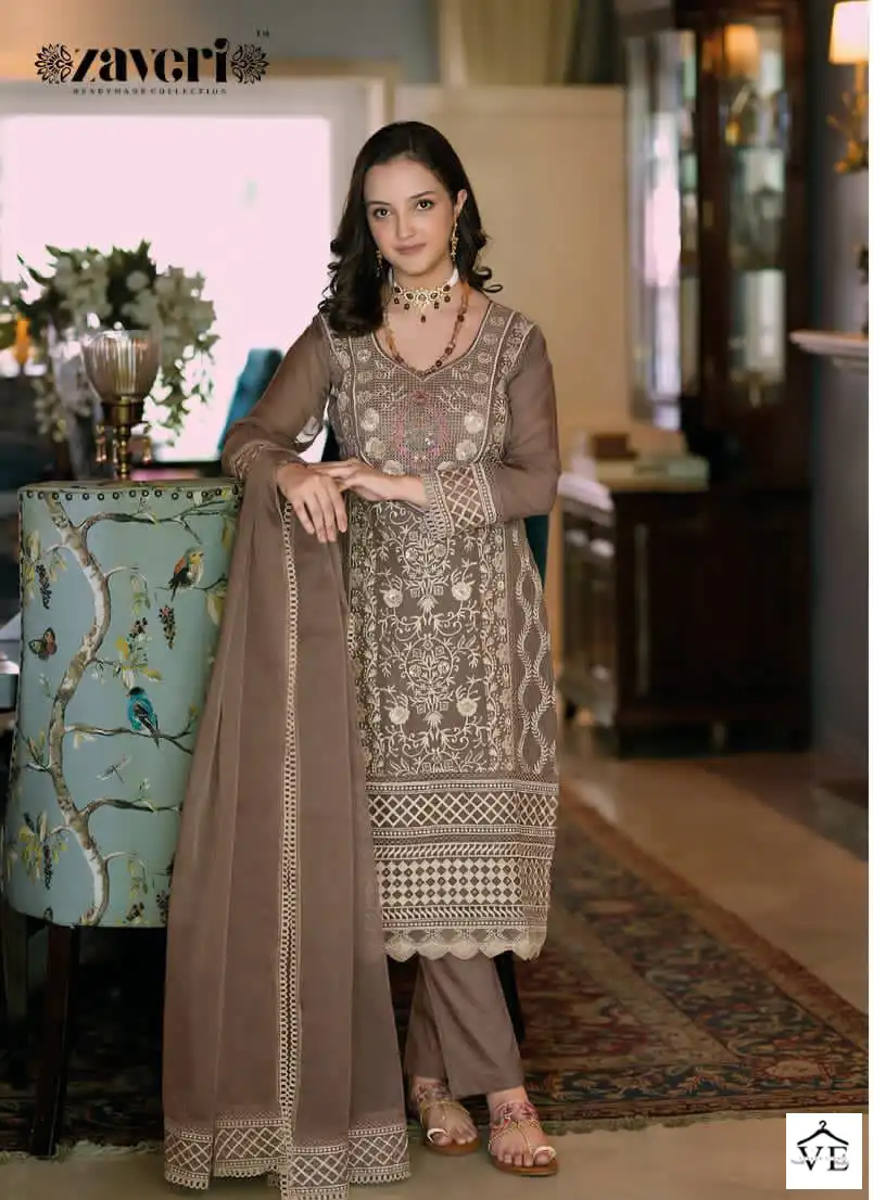 Zaveri Kiasha Organza Wholesale Readymade Suits Catalog — Wholesale Salwar Suits, MPA wholesale from Surat - Gallery Image 3