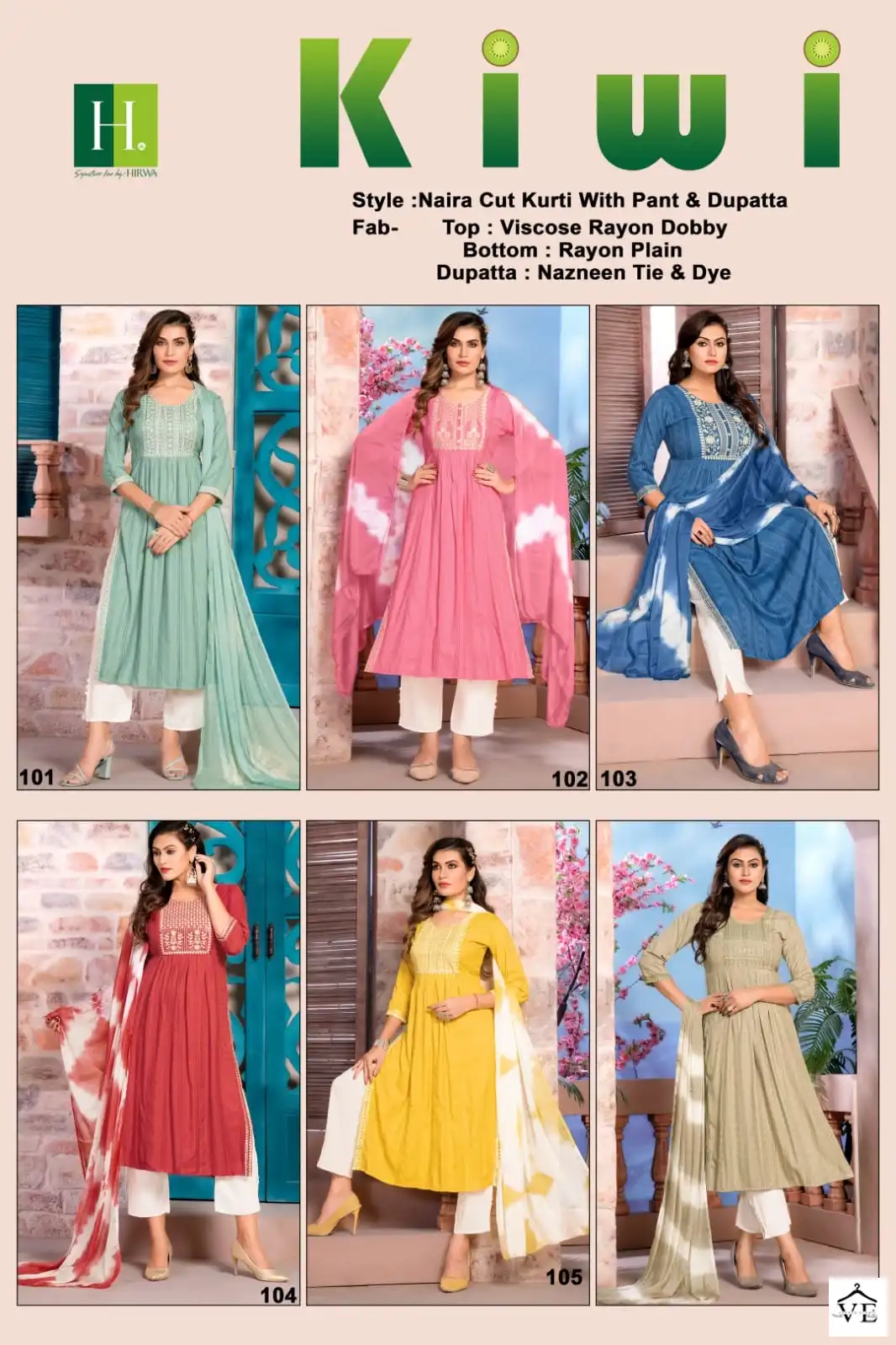 Hirwa Kiwi Viscose Rayon Wholesale Readymade Suits Catalog — Wholesale Salwar Suits, MPA wholesale from Surat — view 7