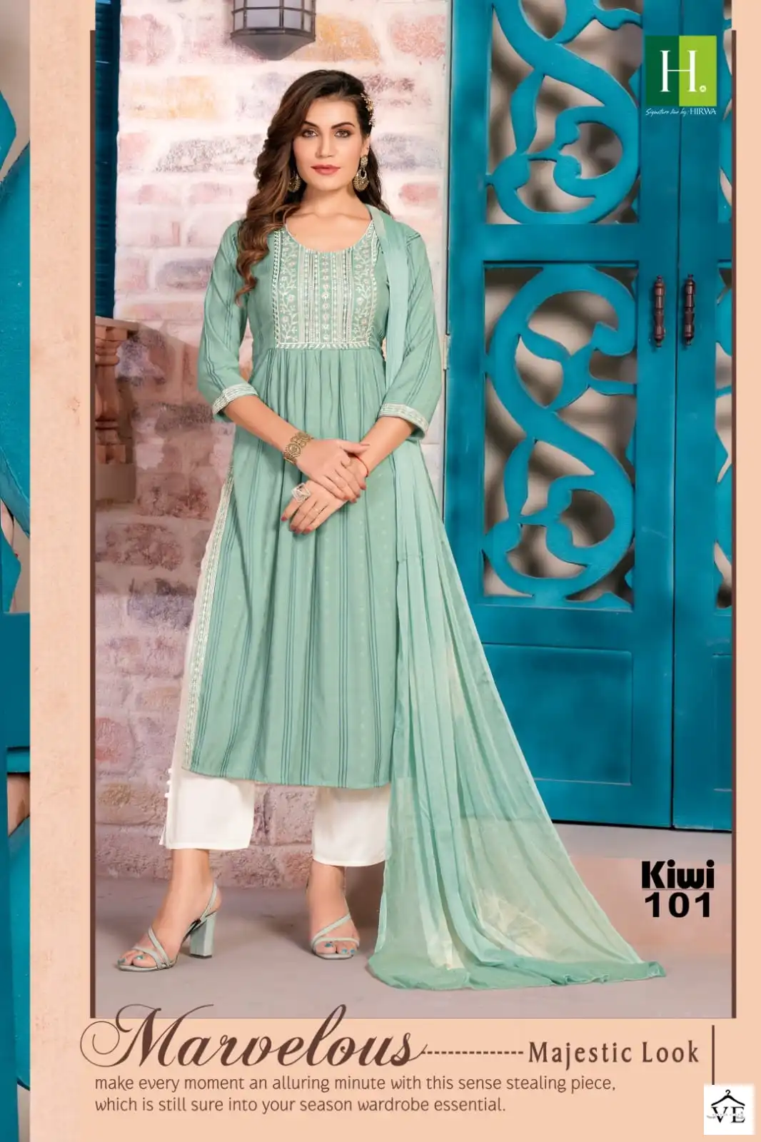 Hirwa Kiwi Viscose Rayon Wholesale Readymade Suits Catalog — Wholesale Salwar Suits, MPA wholesale from Surat - Gallery Image 6