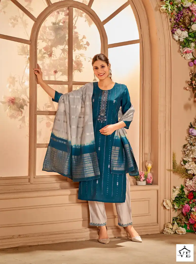 VE Kizaa Silk 3 Premium Silk Wholesale Readymade Suits Catalog — Wholesale Salwar Suits, MPA wholesale from Surat - Gallery Image 4