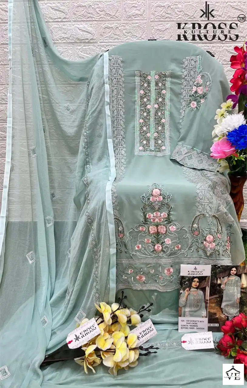 Kross Kulture Kk 20 Heavy Georgette Wholesale Pakistani Suits Catalog — Wholesale Salwar Suits, MPA wholesale from Surat - Gallery Image 6