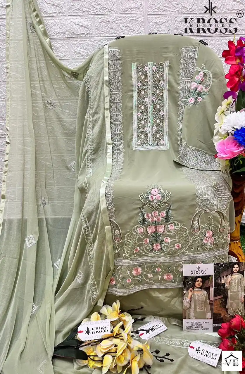 Kross Kulture Kk 20 Heavy Georgette Wholesale Pakistani Suits Catalog — Wholesale Salwar Suits, MPA wholesale from Surat - Gallery Image 4