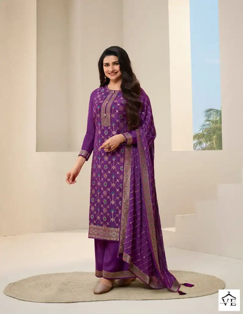 Vinay Kuleesh - Sana-3 Dola Jacquard Wholesale Designer Suits Catalog — Wholesale Salwar Suits, MPA wholesale from Surat - Gallery Image 3