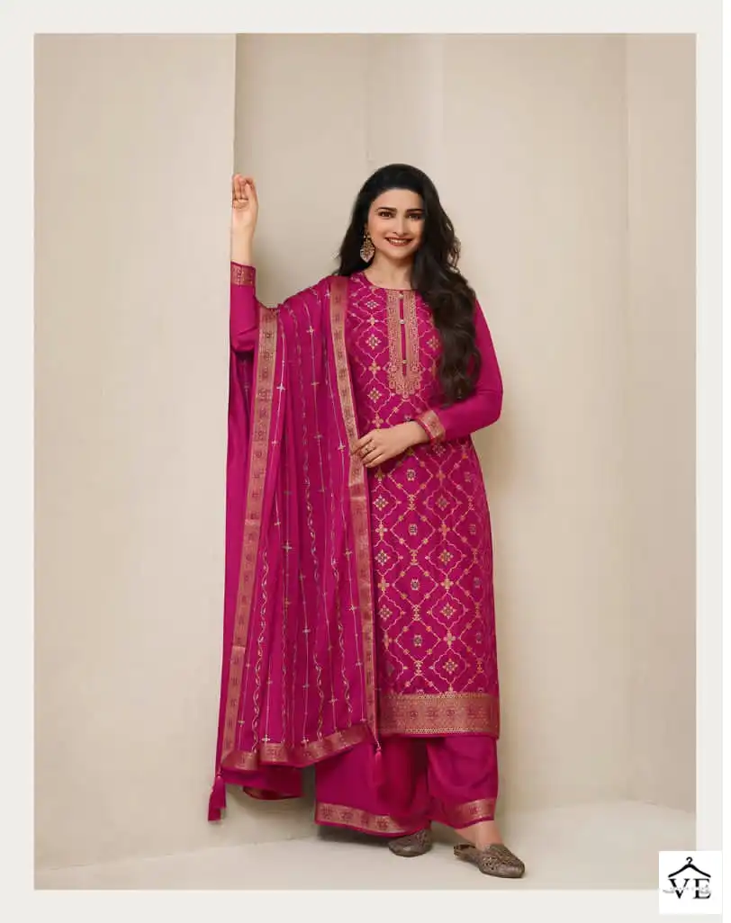 Vinay Kuleesh - Sana-3 Dola Jacquard Wholesale Designer Suits Catalog — Wholesale Salwar Suits, MPA wholesale from Surat - Gallery Image 4