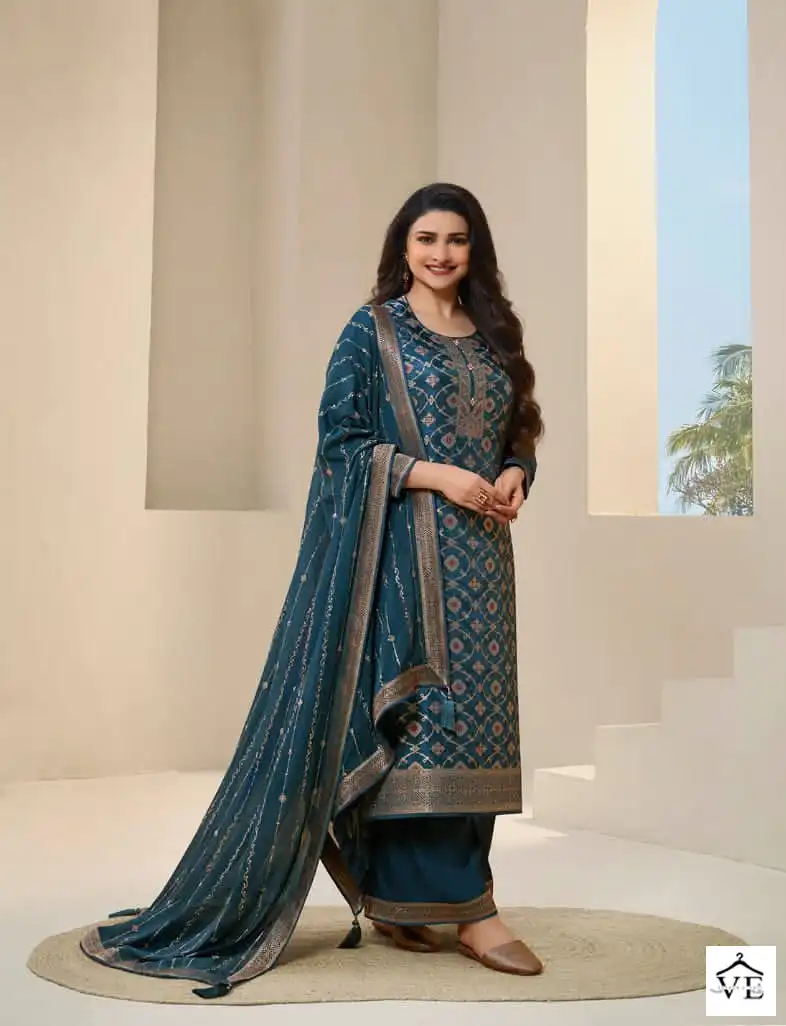 Vinay Kuleesh - Sana-3 Dola Jacquard Wholesale Designer Suits Catalog — Wholesale Salwar Suits, MPA wholesale from Surat - Gallery Image 5