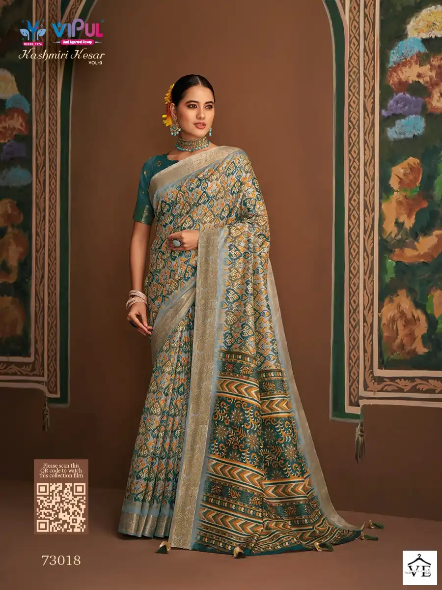 Vipul Kashimiri Kesar Vol 3 Bhagalpuri Silk Wholesale Saree Catalog — Wholesale Sarees, MPA wholesale from Surat — view 5