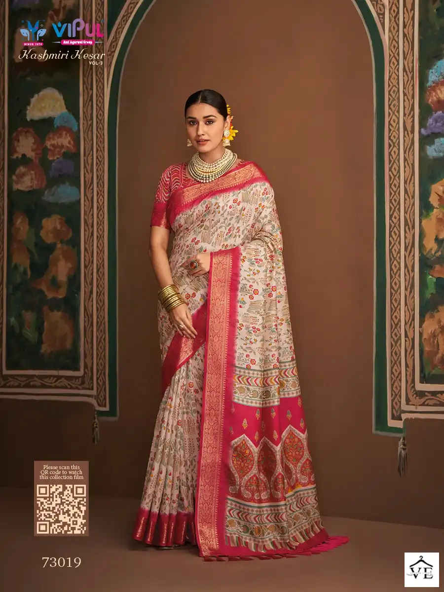 Vipul Kashimiri Kesar Vol 3 Bhagalpuri Silk Wholesale Saree Catalog — Wholesale Sarees, MPA wholesale from Surat — view 6