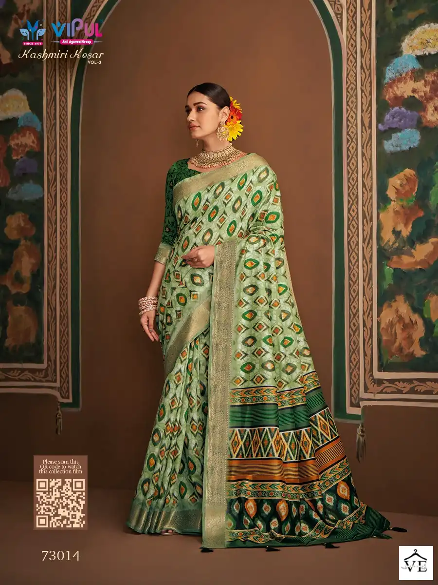 Vipul Kashimiri Kesar Vol 3 Bhagalpuri Silk Wholesale Saree Catalog — Wholesale Sarees, MPA wholesale from Surat — view 11