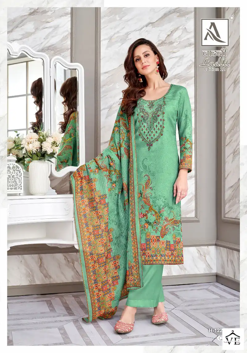 Alok Suits Ladlii Edition Vol 12 Jam Cotton Wholesale Designer Salwar Suit Catalog — Wholesale Salwar Suits, MPA wholesale from Surat - Gallery Image 8