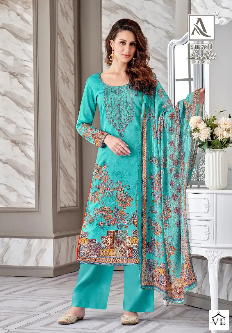 Alok Suits Ladlii Edition Vol 12 Jam Cotton Wholesale Designer Salwar Suit Catalog — Wholesale Salwar Suits, MPA wholesale from Surat - Gallery Image 2