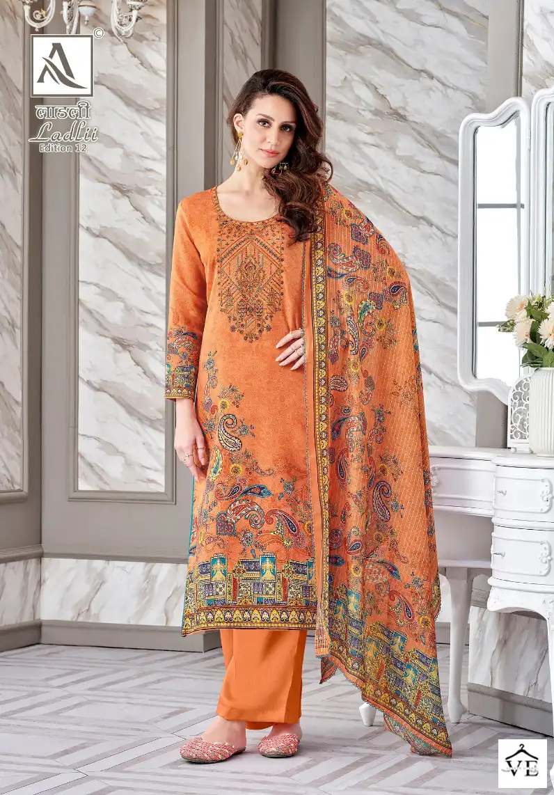 Alok Suits Ladlii Edition Vol 12 Jam Cotton Wholesale Designer Salwar Suit Catalog — Wholesale Salwar Suits, MPA wholesale from Surat - Gallery Image 3