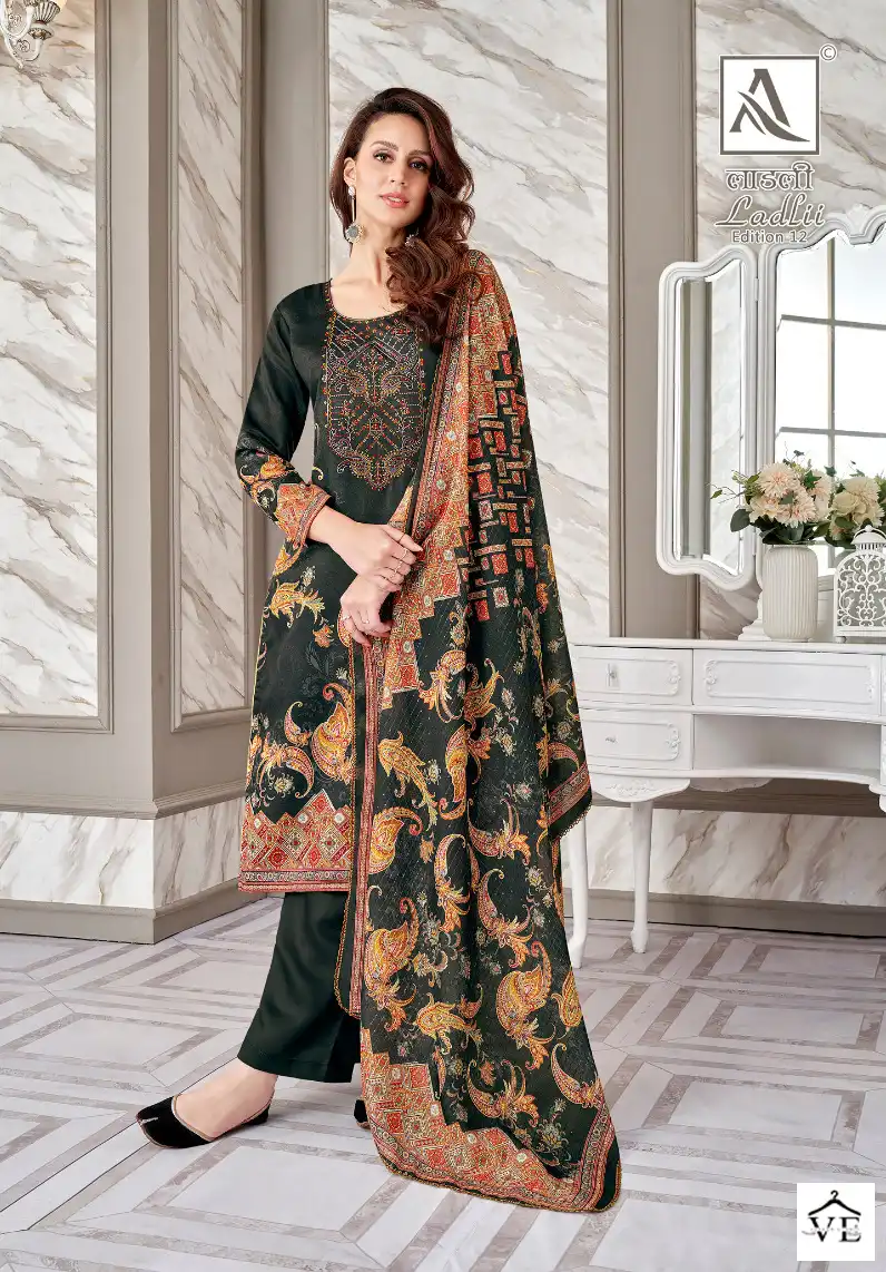 Alok Suits Ladlii Edition Vol 12 Jam Cotton Wholesale Designer Salwar Suit Catalog — Wholesale Salwar Suits, MPA wholesale from Surat - Gallery Image 6